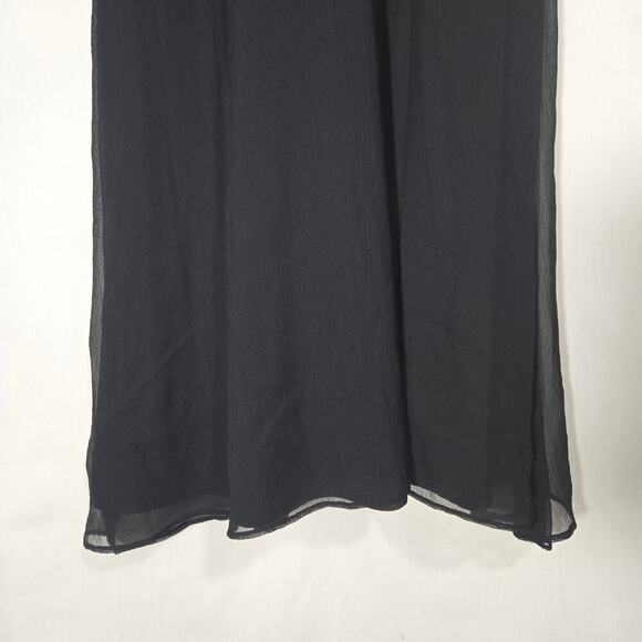 J. Crew Y2K Sophia Black 100% Silk Chiffon Surplice Empire Fairy Goth Dress 10 - Picture 3 of 7